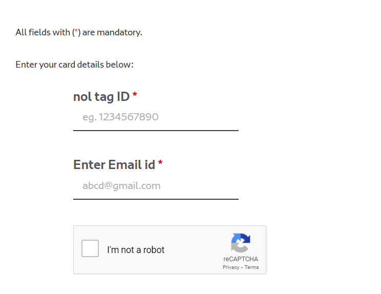 recharge nol card online via website